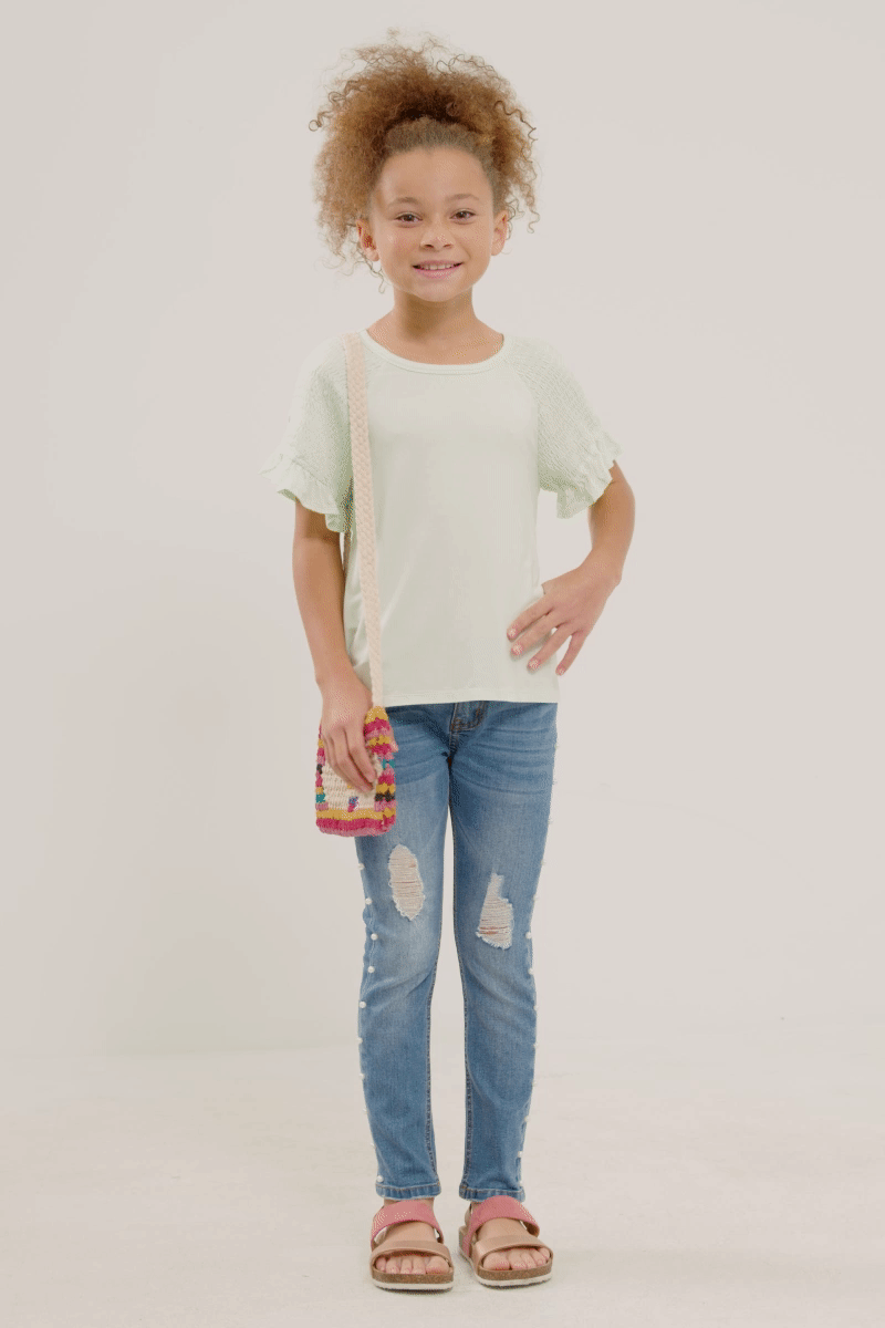 Girls Ruffle Sleeve Top