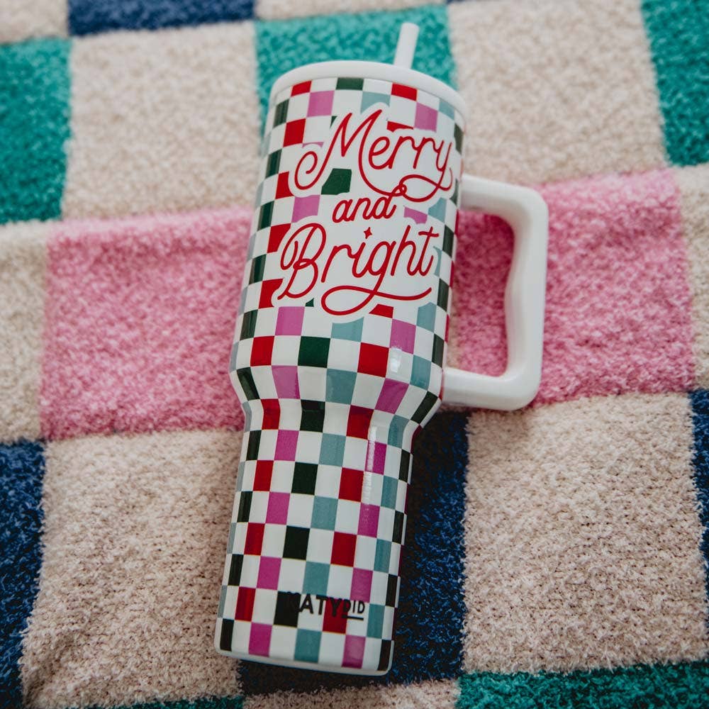 Merry & Bright Checkered Tumbler Cup