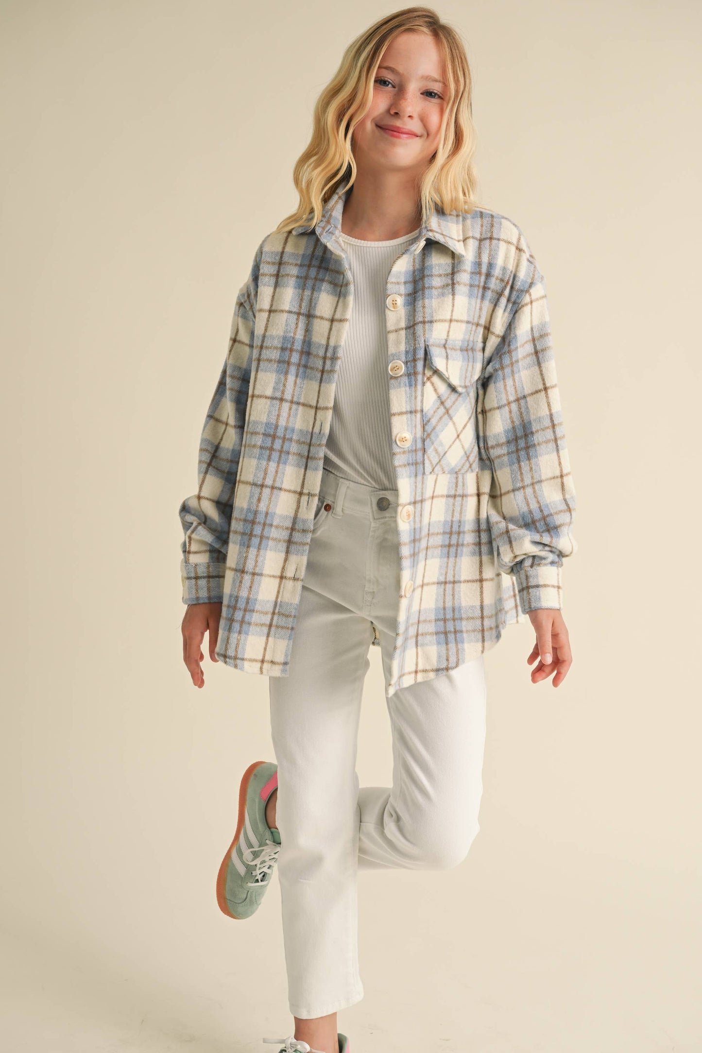 TWEEN KIDS GIRLS PLAID SHACKET