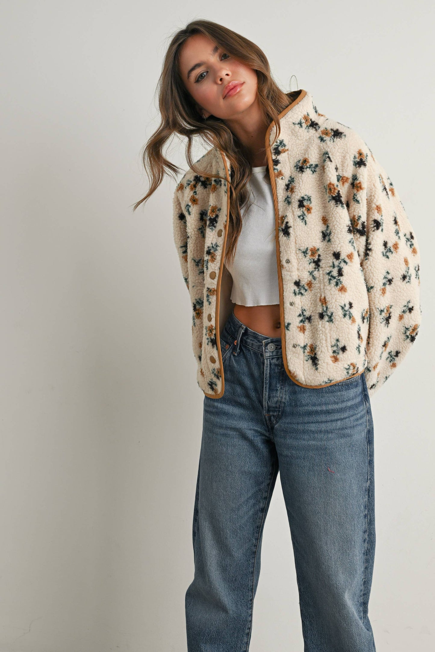 GABBY FLORAL FLEECE JACKET