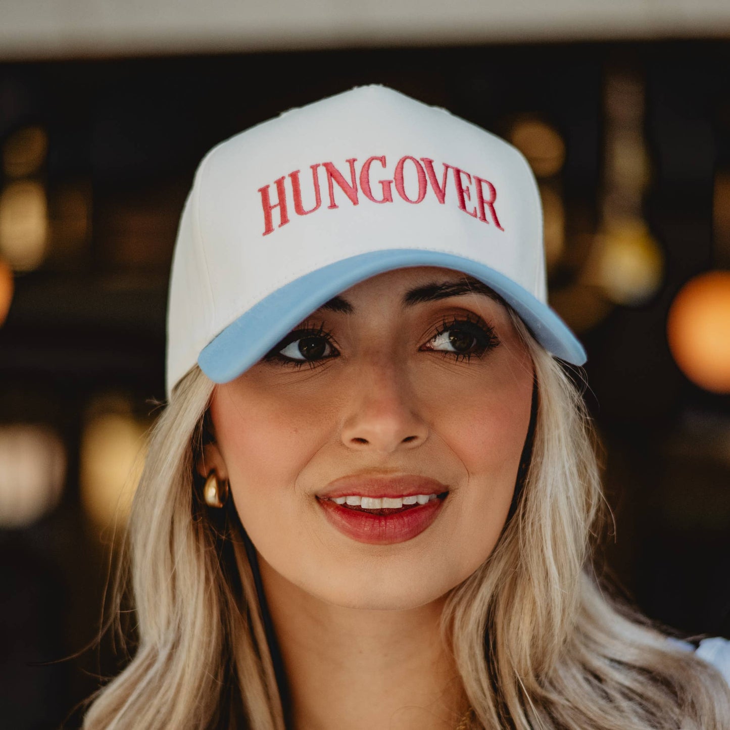 HUNGOVER Vintage Trucker Hats For Women: Light Blue and Tan
