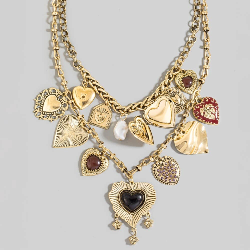 Pearl & Heart Statement Necklace