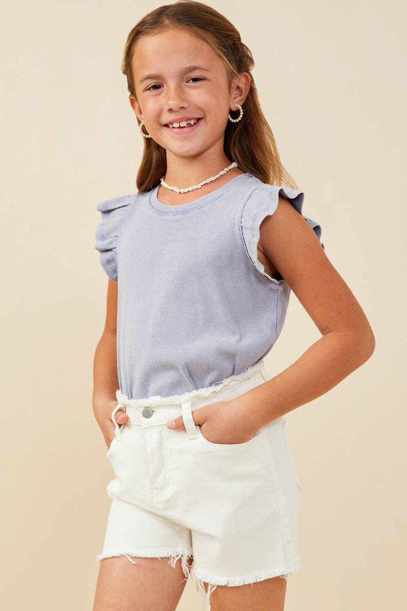 Girls Washed Ribbed Knit Tank