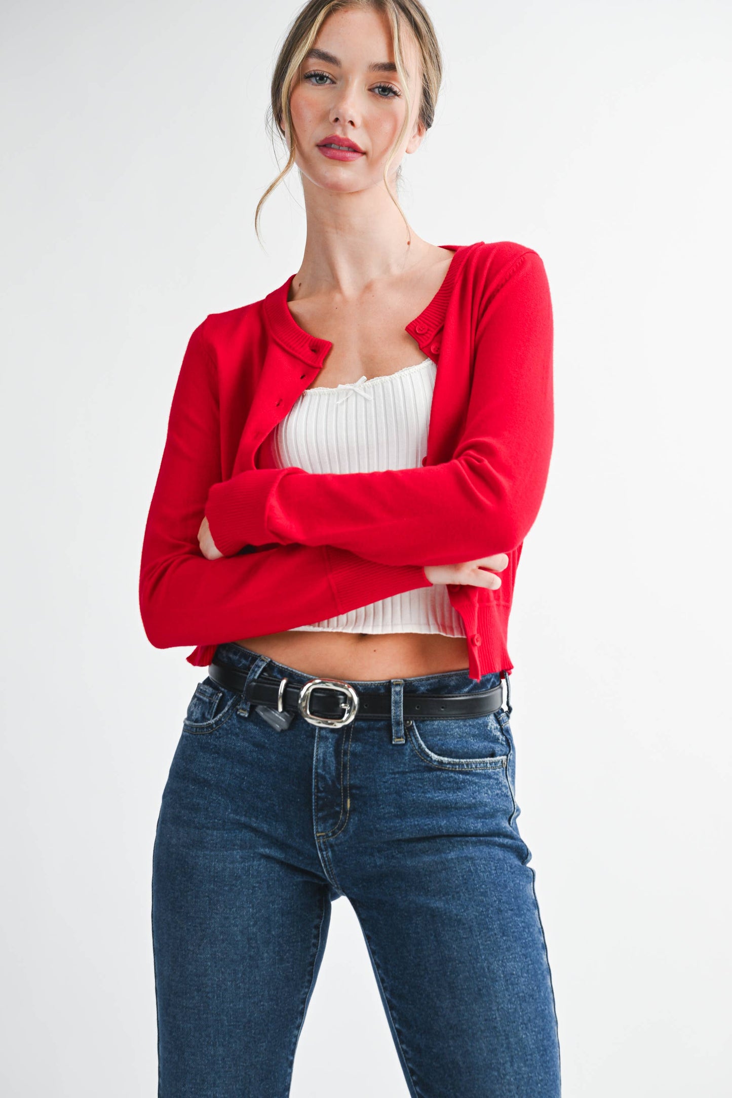 CHERRY RIBBED KNIT CARGIDAN