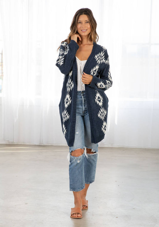 Beautiful Southwestern Open Front Cardigan