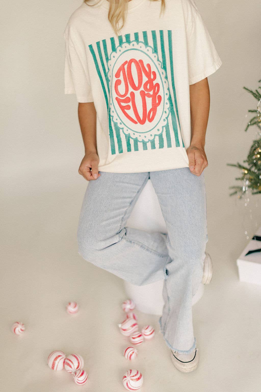 Joyful Stripe - Christmas Graphic Tee