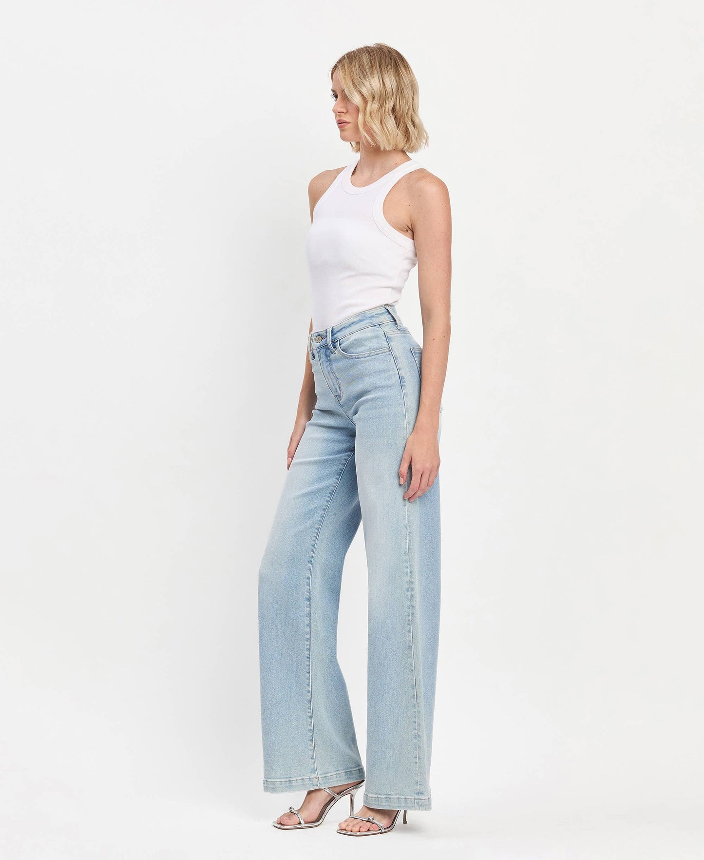 Kacey High Rise Full Length Wide Leg Jeans