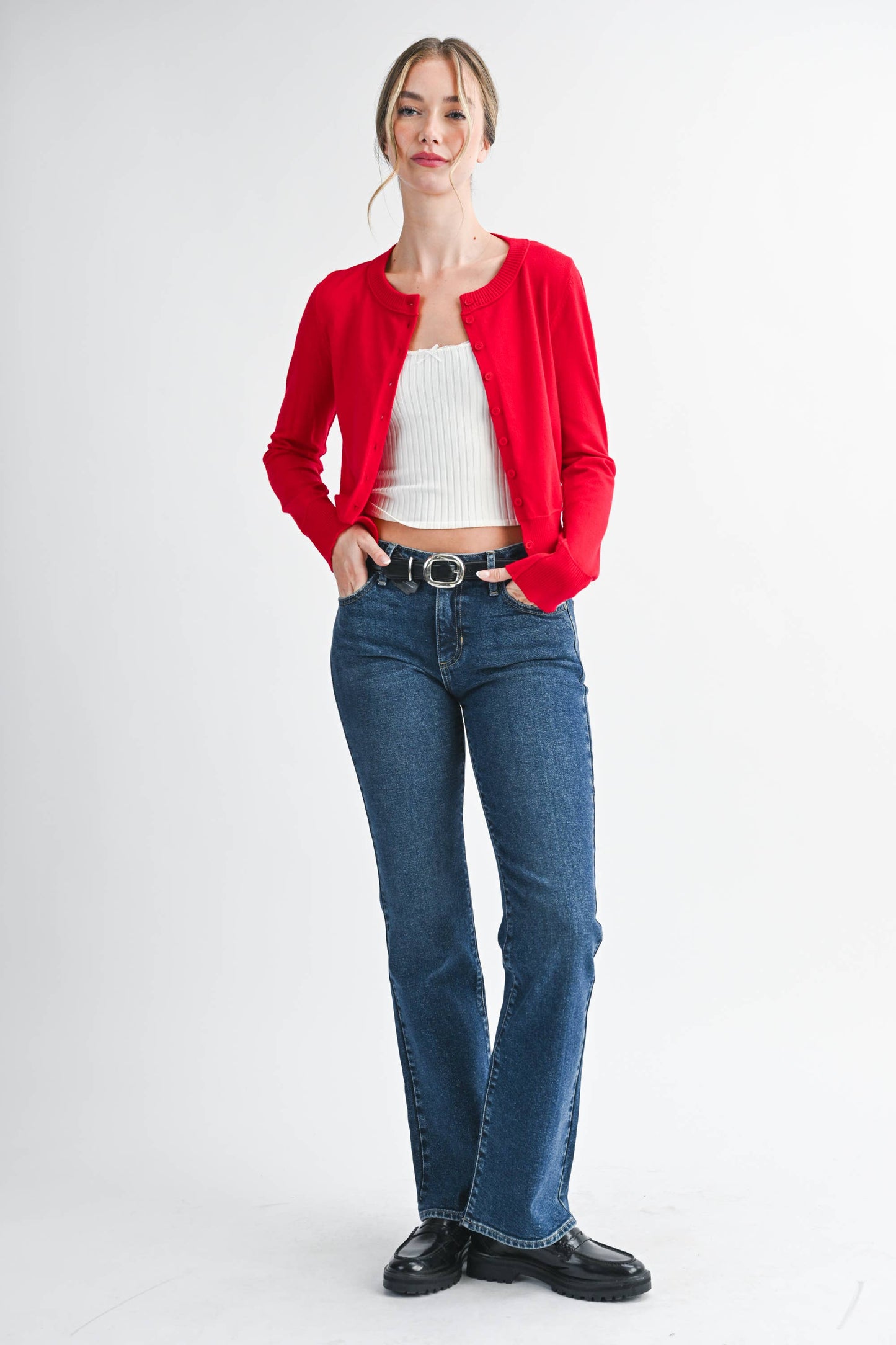 CHERRY RIBBED KNIT CARGIDAN