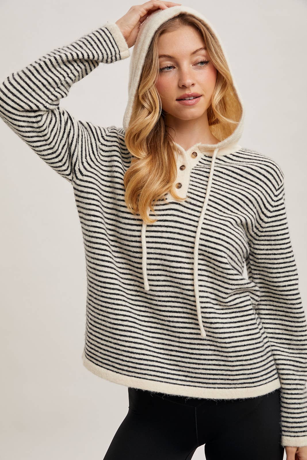 HENLEY BLACK AND WHITE STRIPED HOODIE