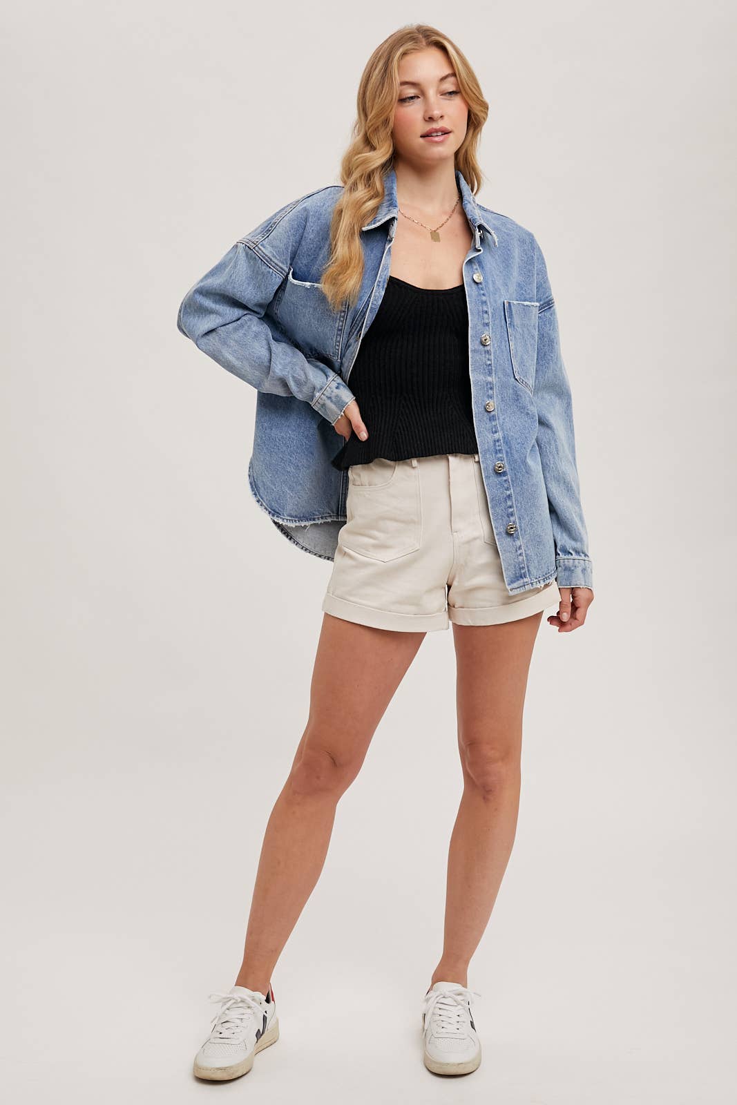 RAMY DENIM BUTTON DOWN JACKET