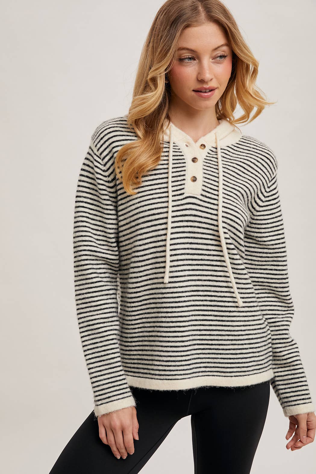 HENLEY BLACK AND WHITE STRIPED HOODIE