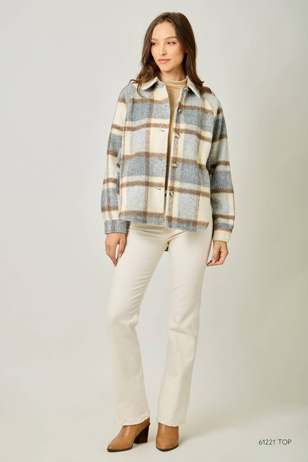SPENCER  PLAID BUTTON JACKET