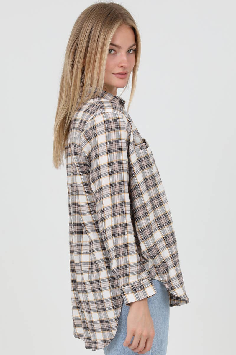 Lurex Shimmer Oversize Plaid Shirt