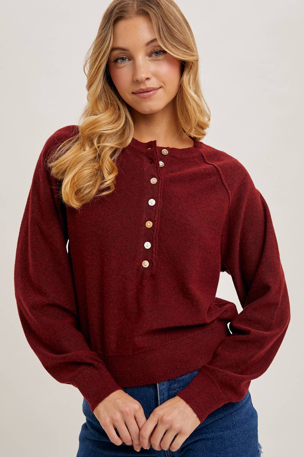 EVELYN HALF BUTTON KNIT