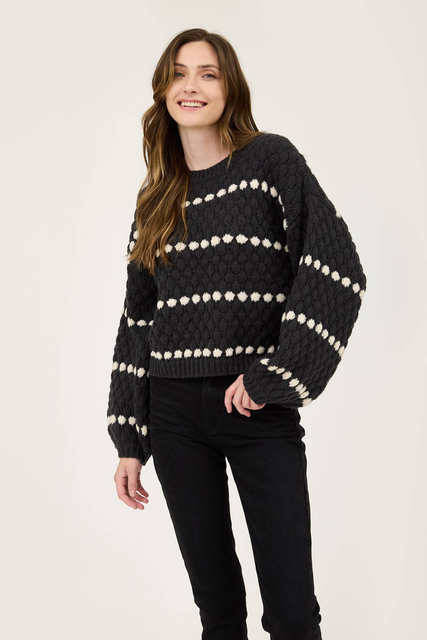 TRACLYN STRIPE OVERSIZED KNIT SWEATER