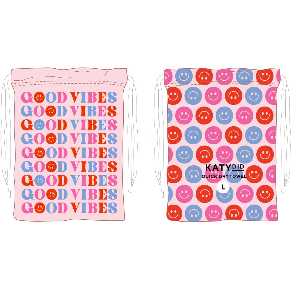 HAPPY GOOOD VIBES BEACH TOWEL