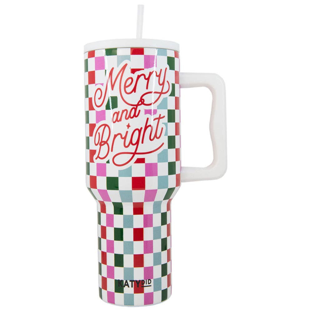 Merry & Bright Checkered Tumbler Cup