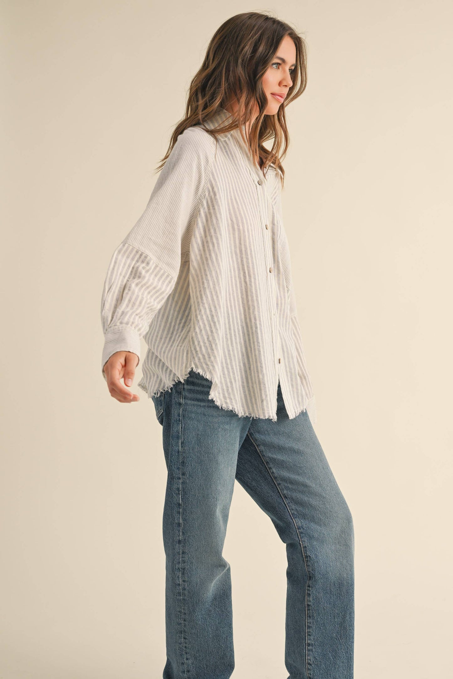 SARA STRIPE BUTTONDOWN SHIRT