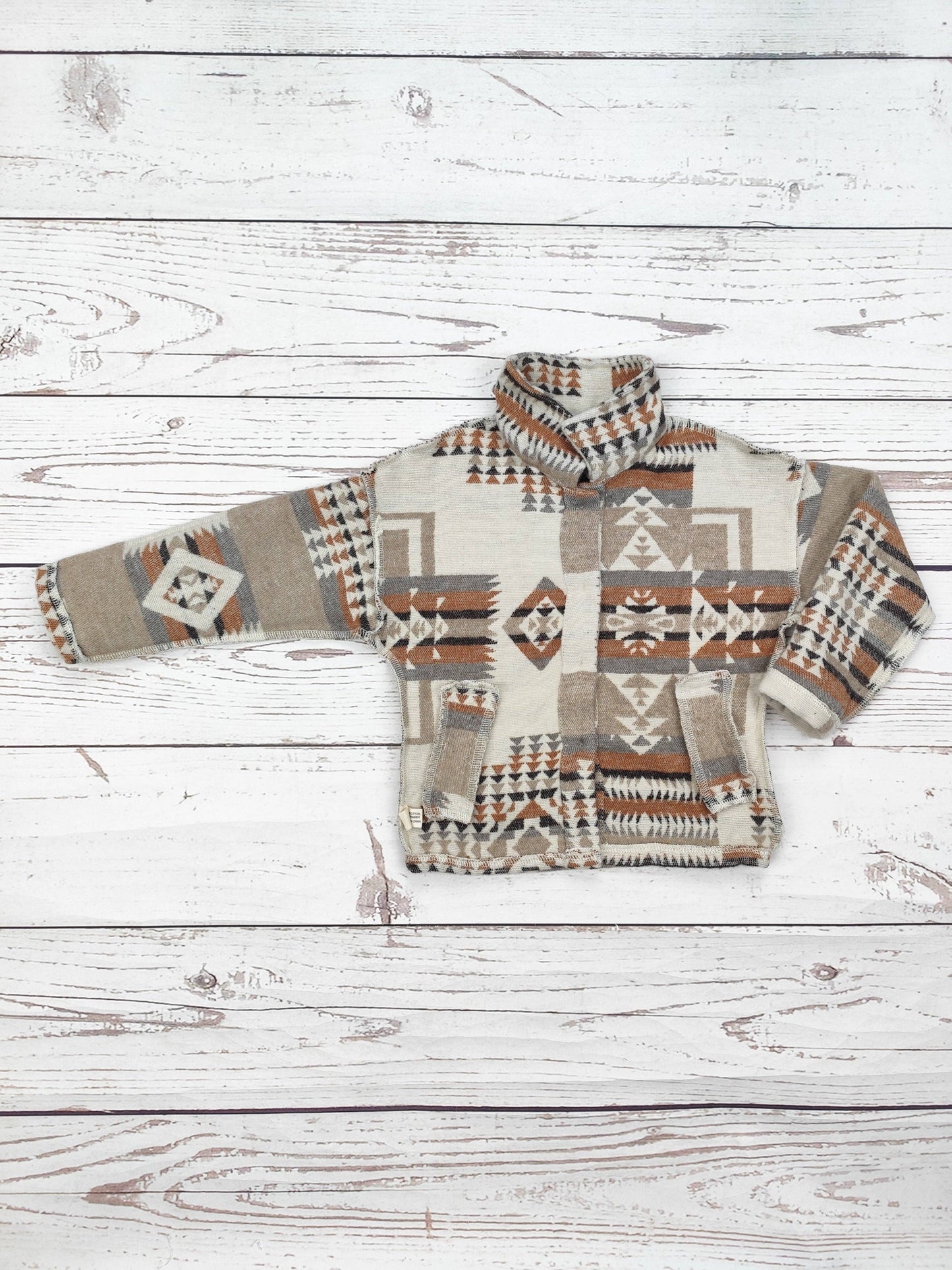 Kids Khaki Aztec Printed Shacket