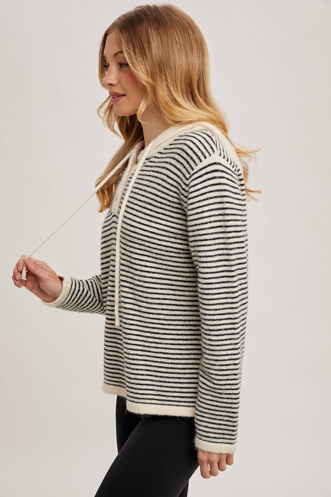 HENLEY BLACK AND WHITE STRIPED HOODIE