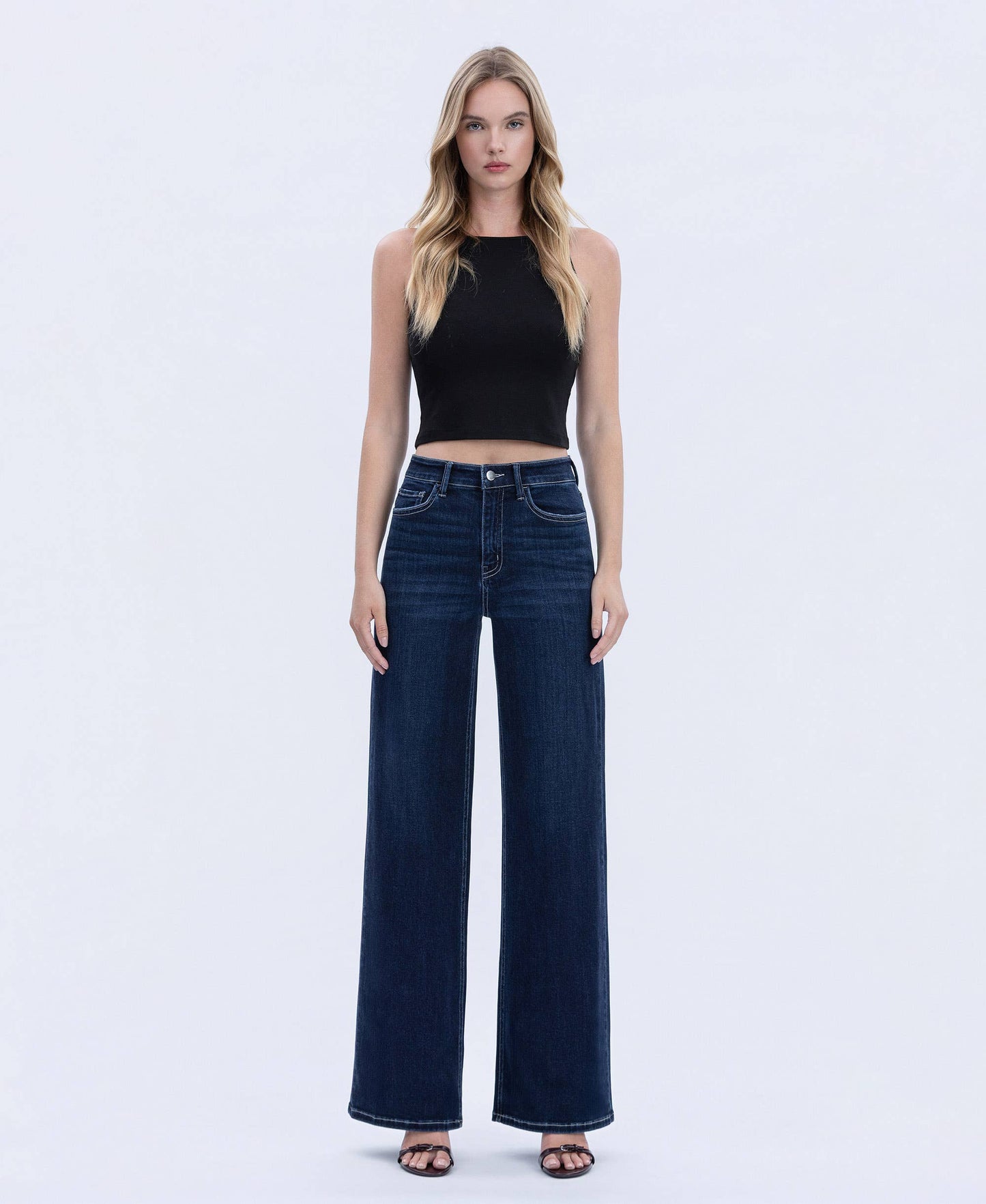 HR DARK WASH FULL LENGTH WIDE JEANS  HARMONIOUS