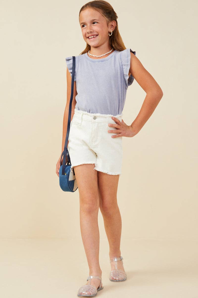 Girls Washed Ribbed Knit Tank