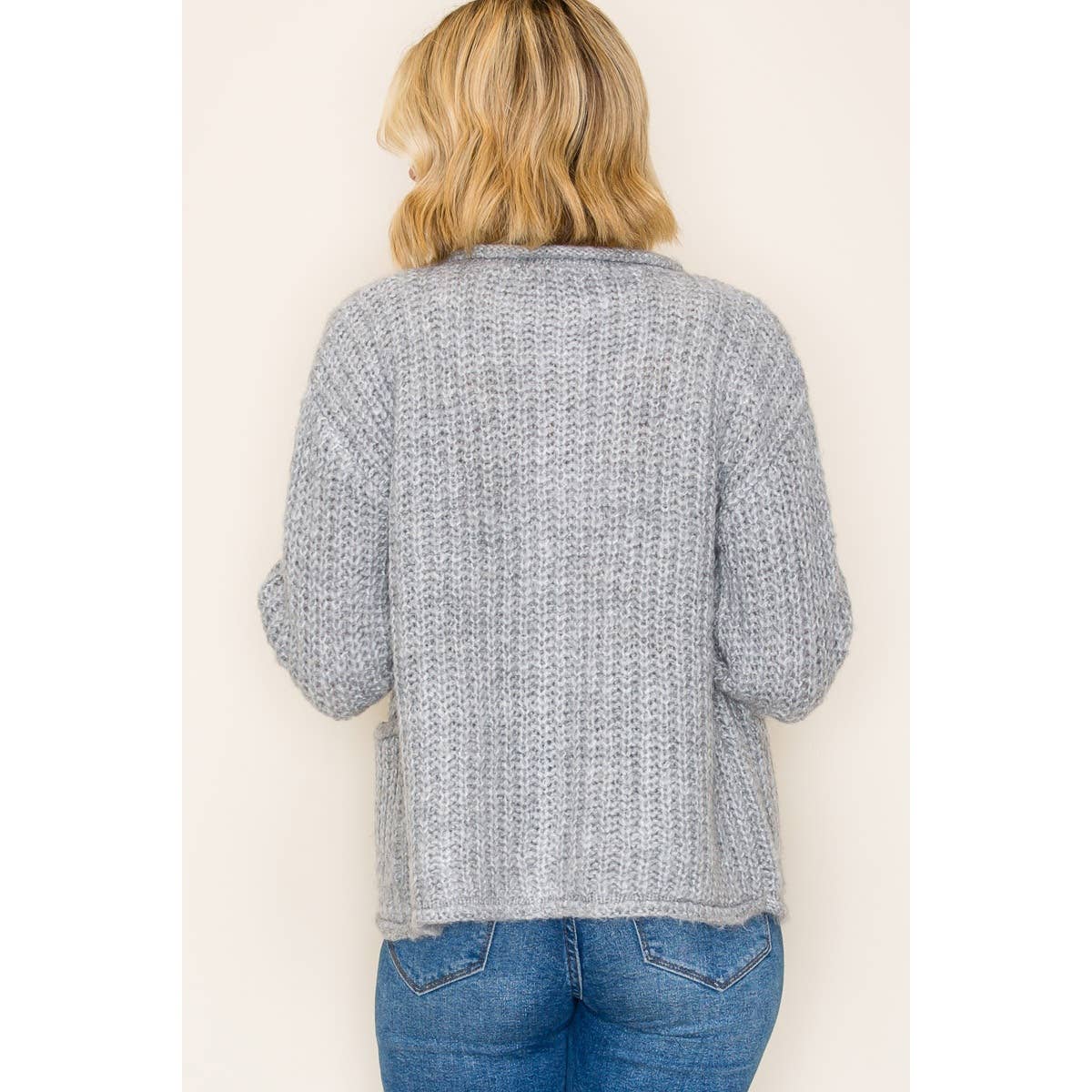 METAL BUTTON DOWN CHUNKY CARDIGAN