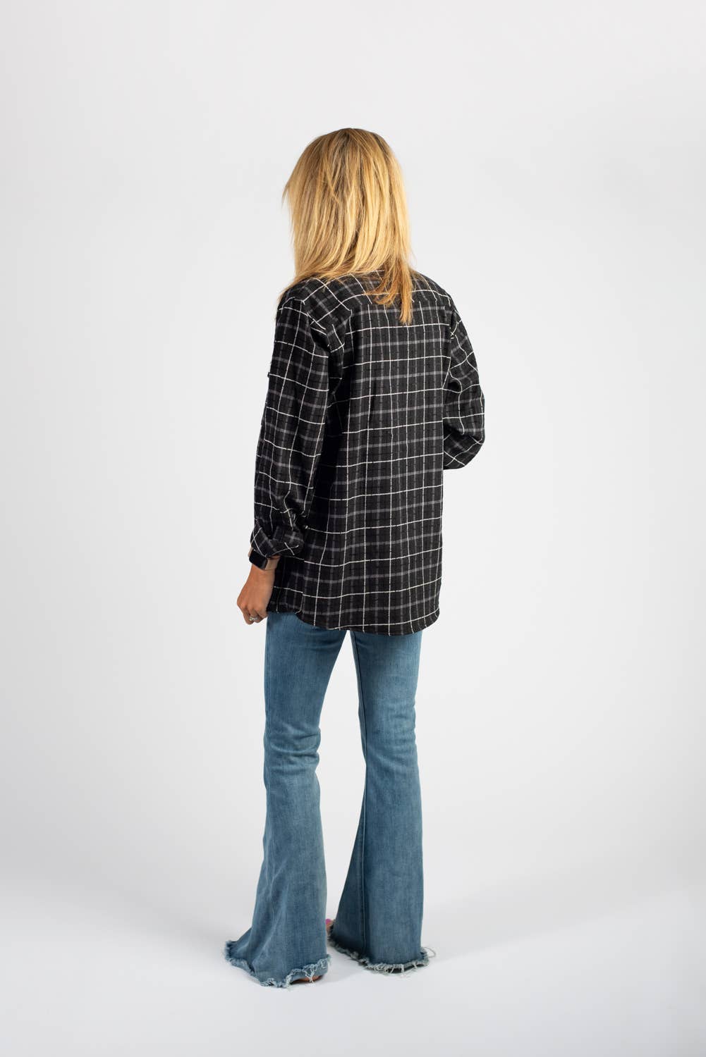 AFC Black Plaid Flannel Shacket