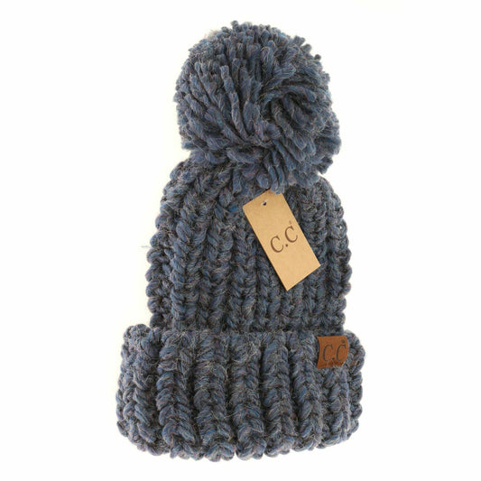 Chunky Knit Yarn Pom C.C Beanie