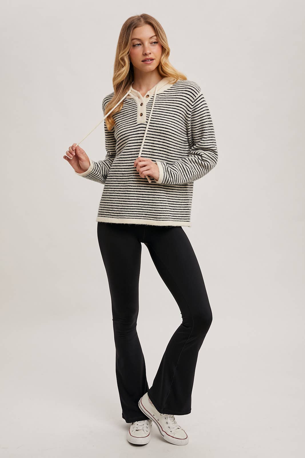 HENLEY BLACK AND WHITE STRIPED HOODIE