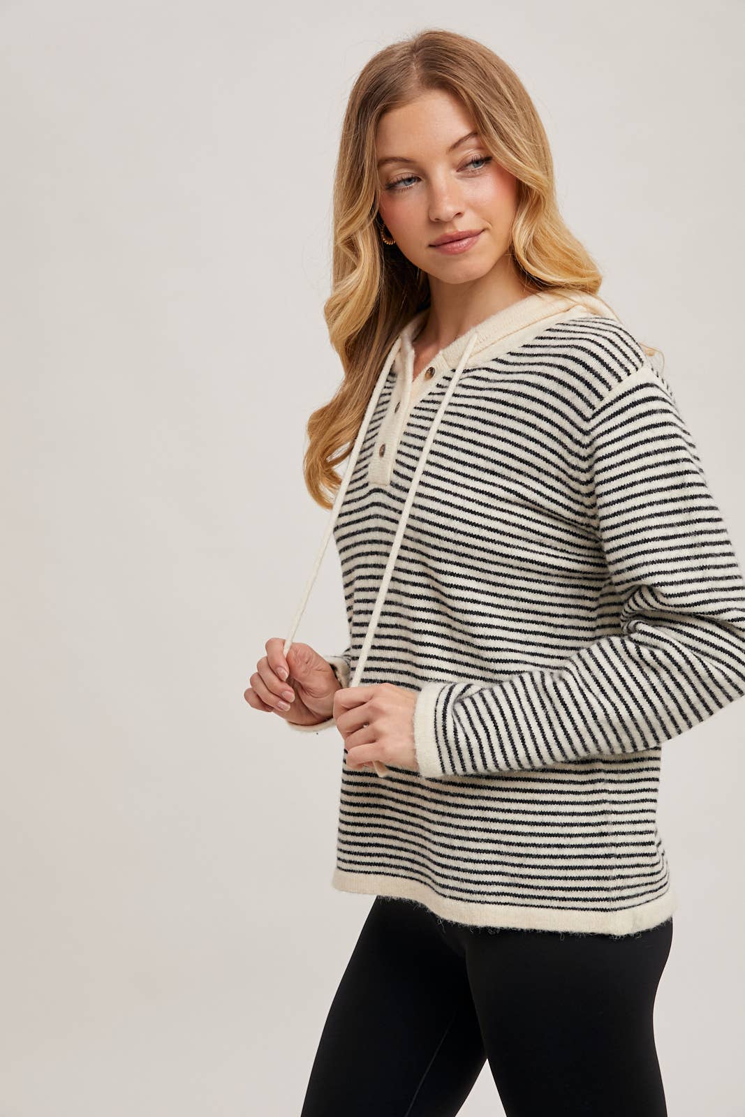 HENLEY BLACK AND WHITE STRIPED HOODIE