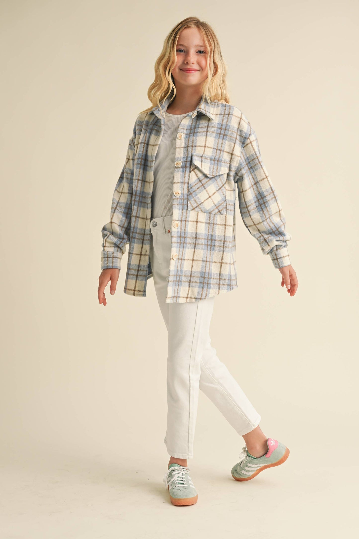 TWEEN KIDS GIRLS PLAID SHACKET