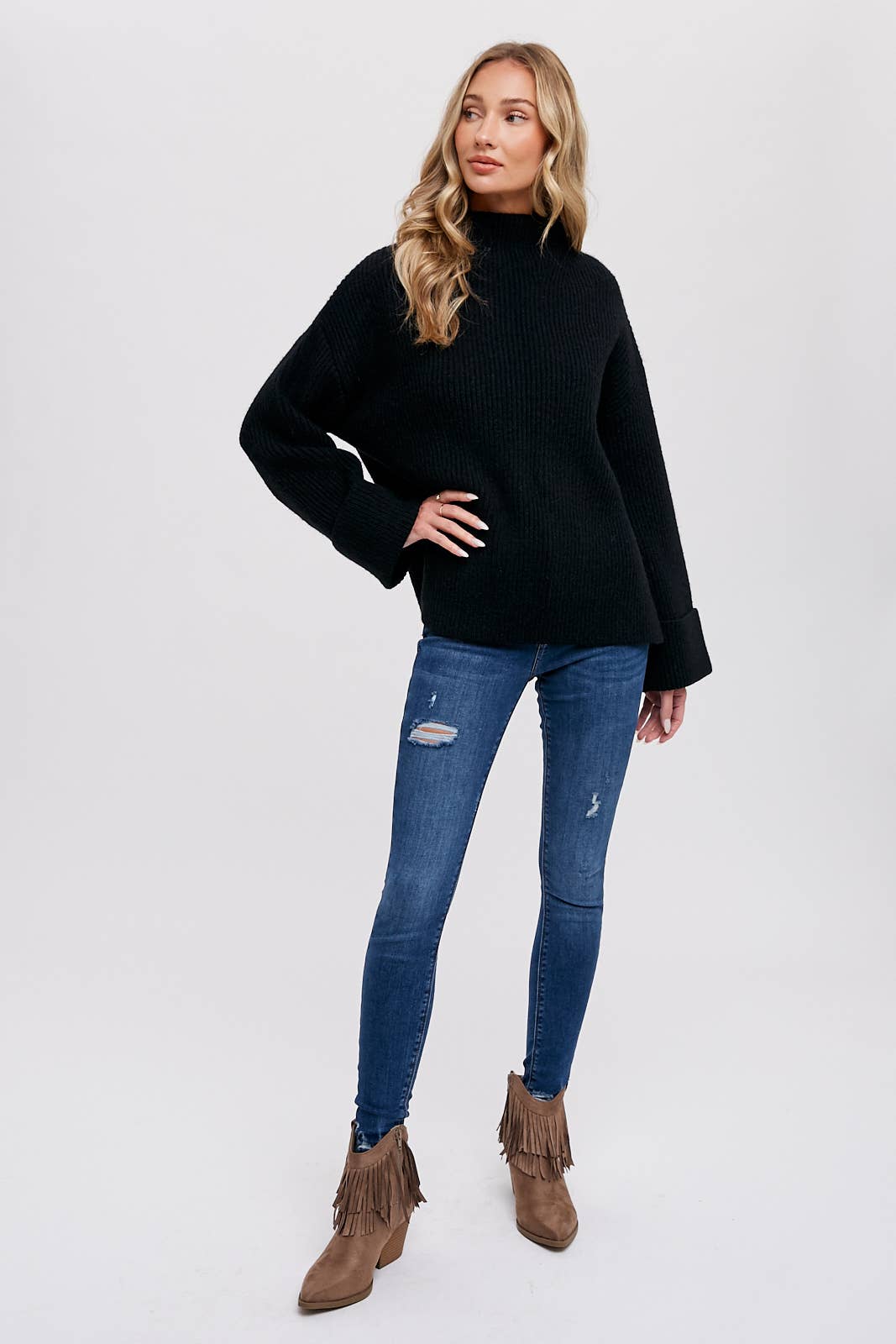 FUNNEL NECK OVERSIZED PULLOVER