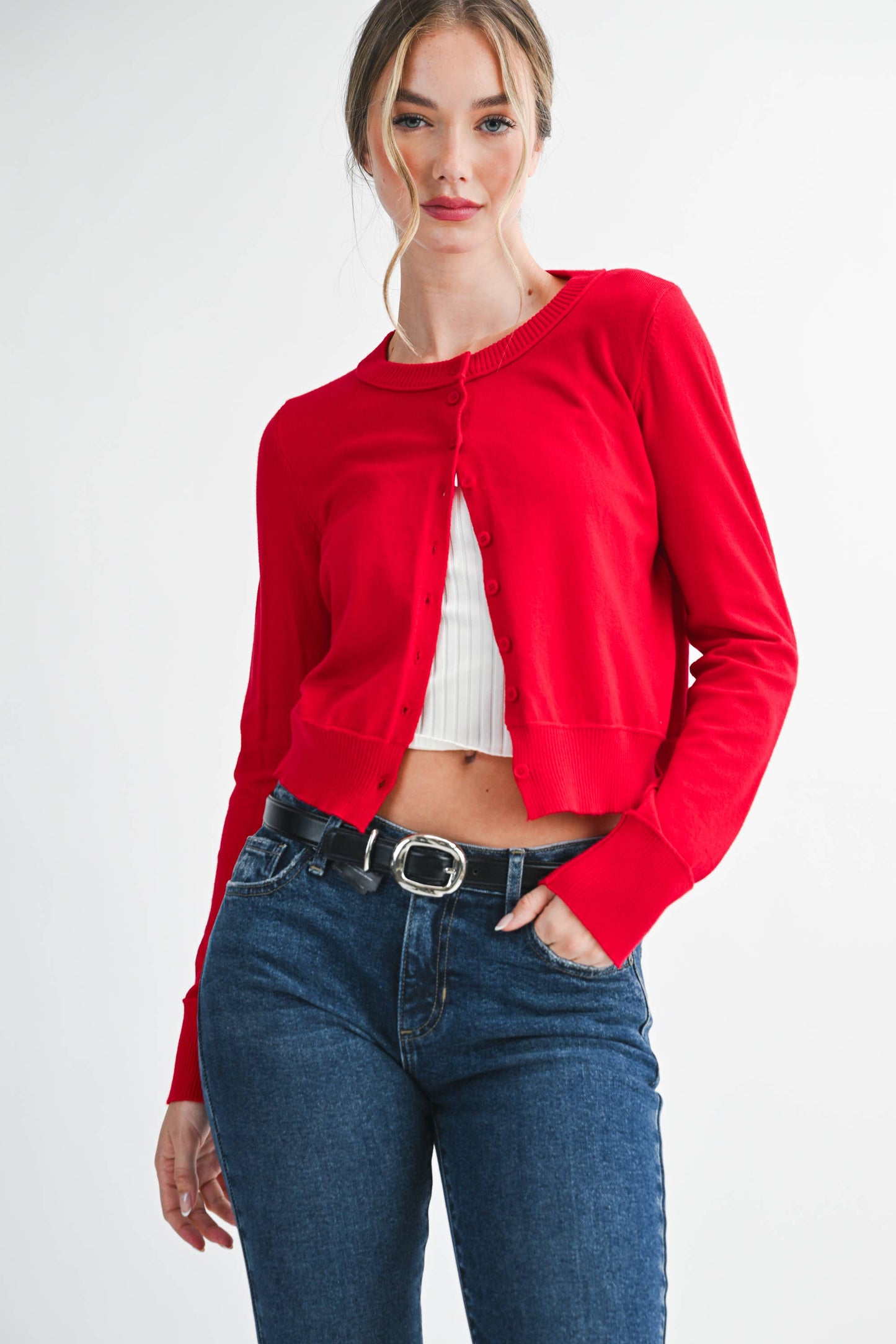 CHERRY RIBBED KNIT CARGIDAN