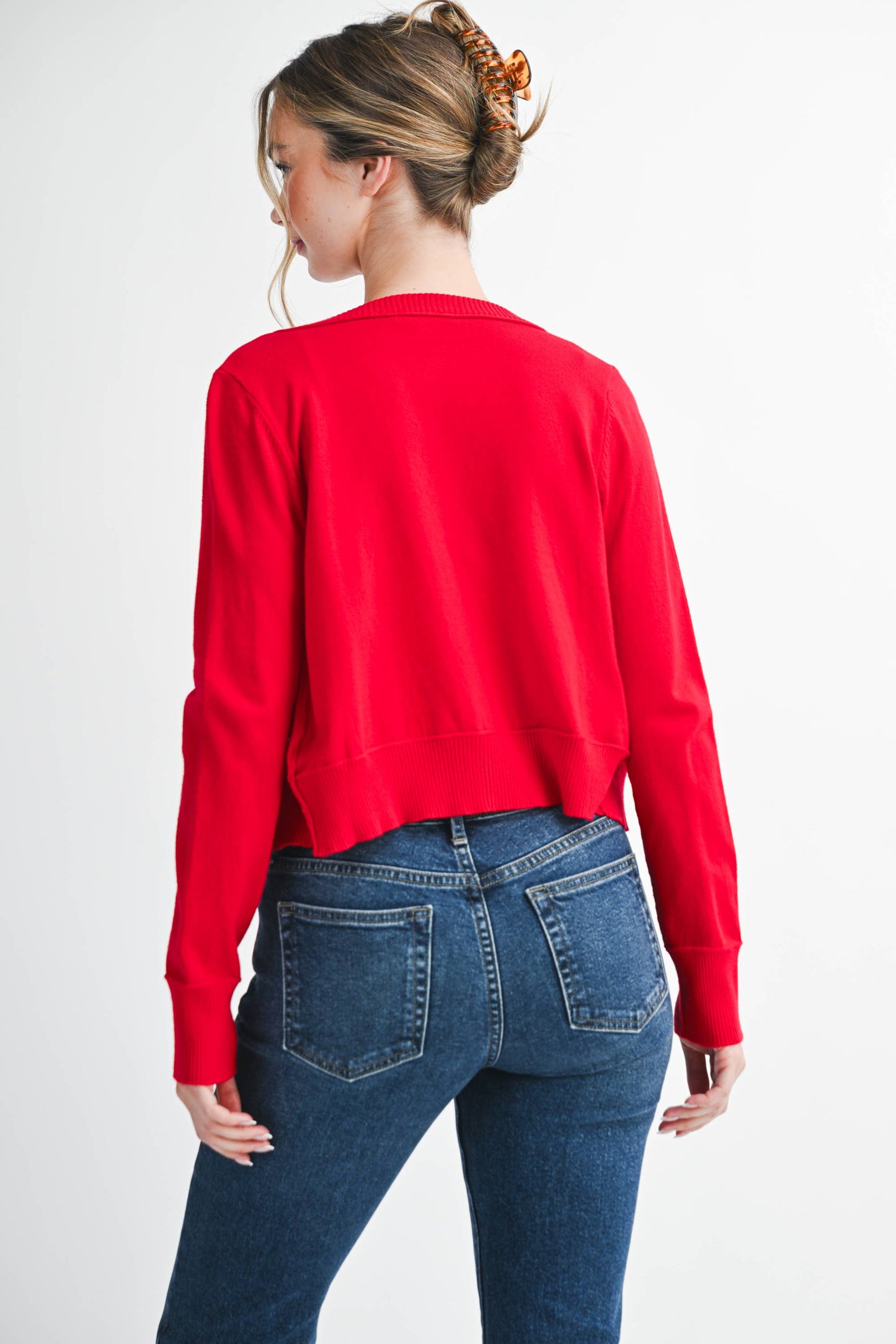 CHERRY RIBBED KNIT CARGIDAN