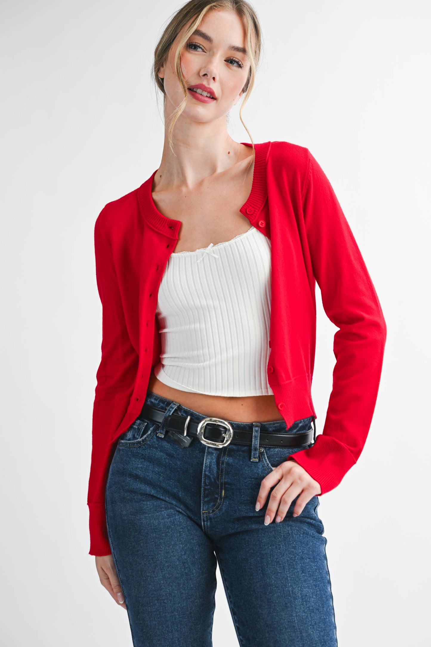 CHERRY RIBBED KNIT CARGIDAN
