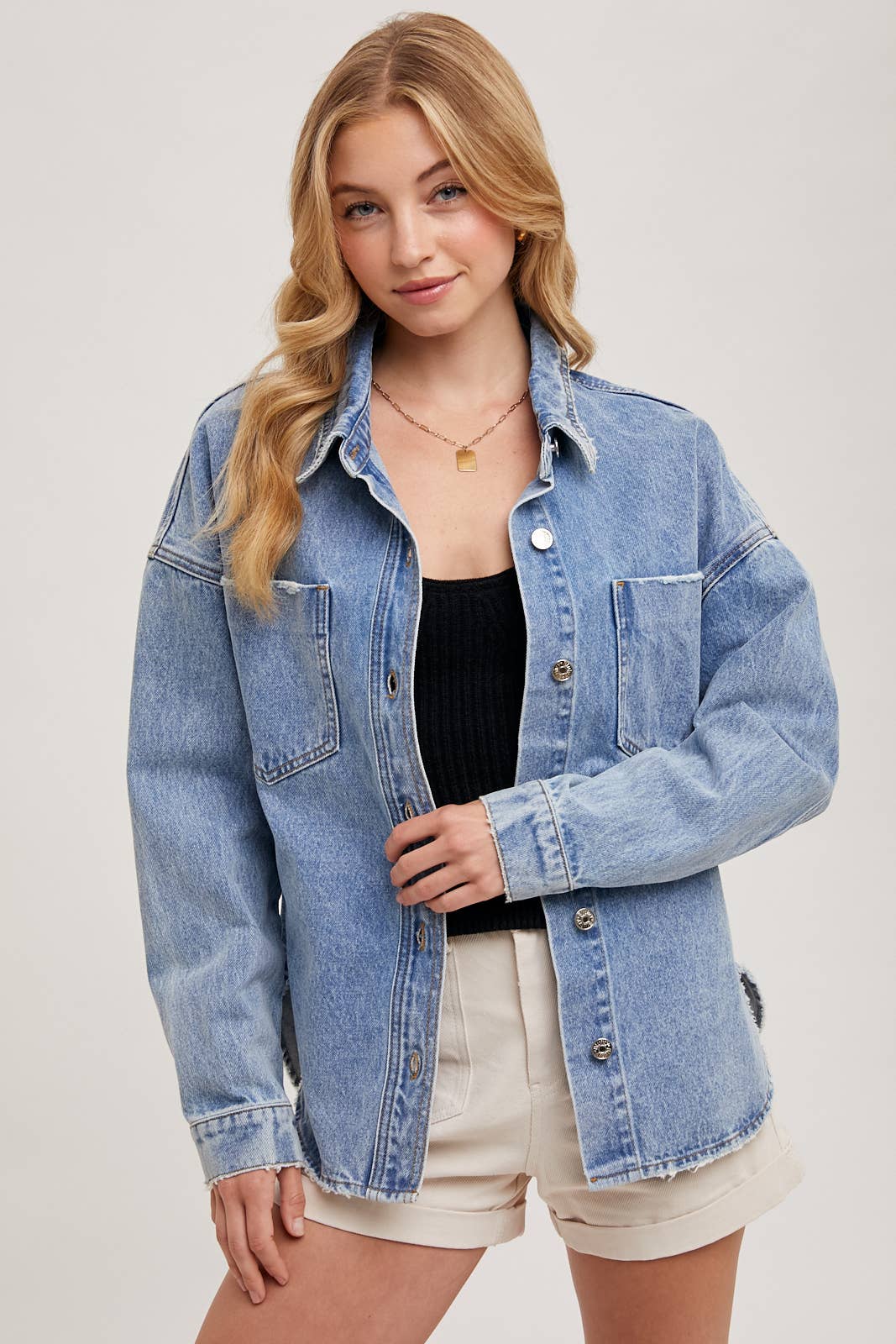 RAMY DENIM BUTTON DOWN JACKET