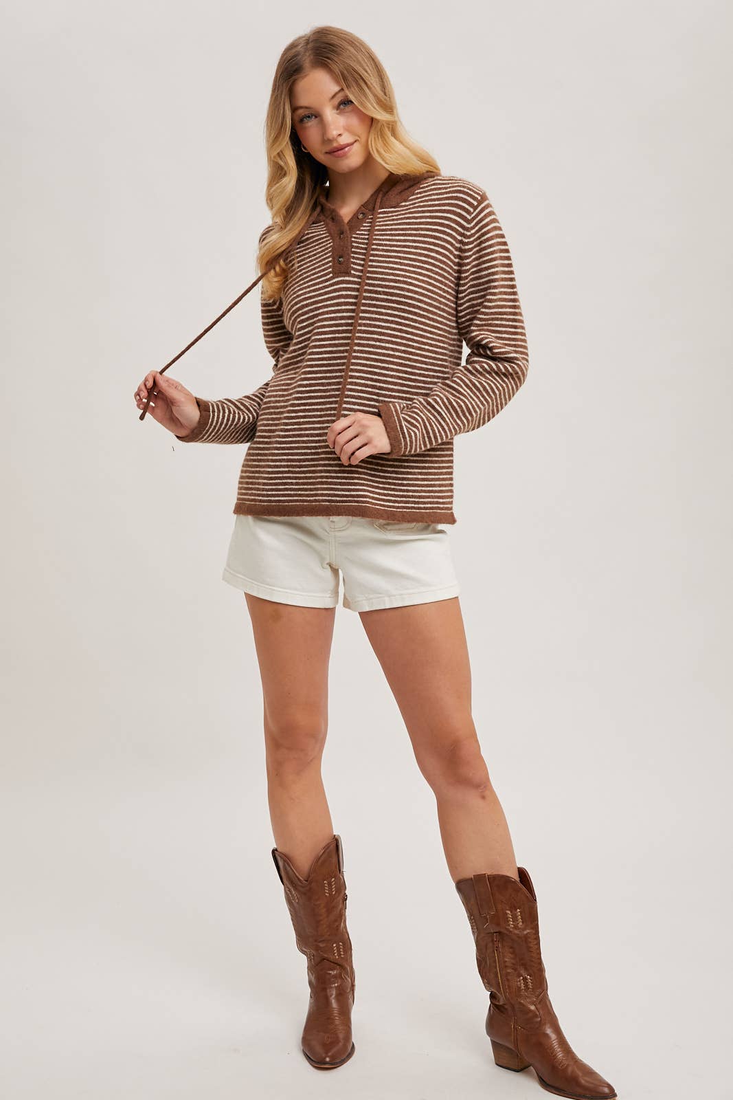 HENLEY BLACK AND WHITE STRIPED HOODIE