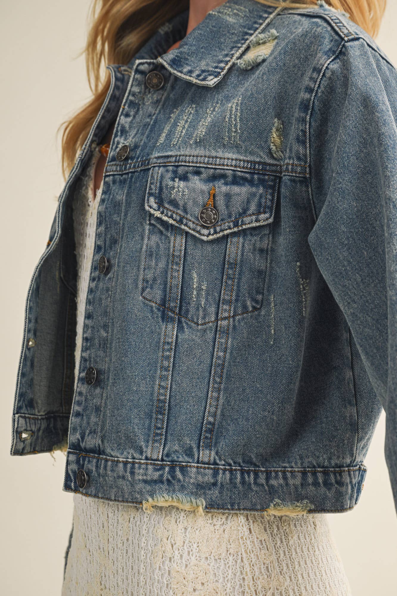 ROSIE DISTRESSED DENIM JACKET