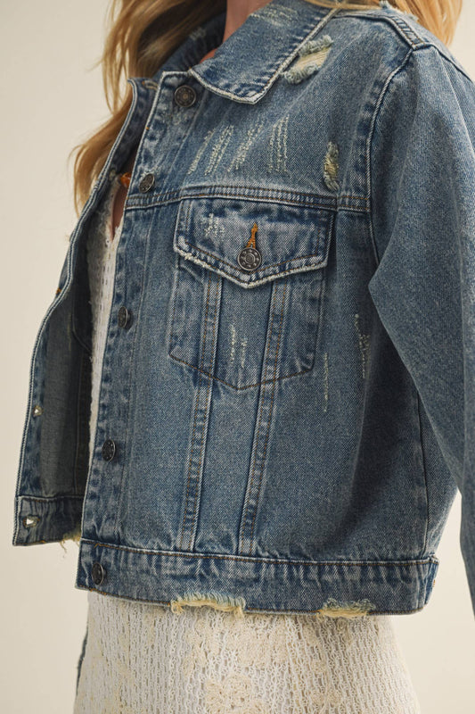 ROSIE DISTRESSED DENIM JACKET