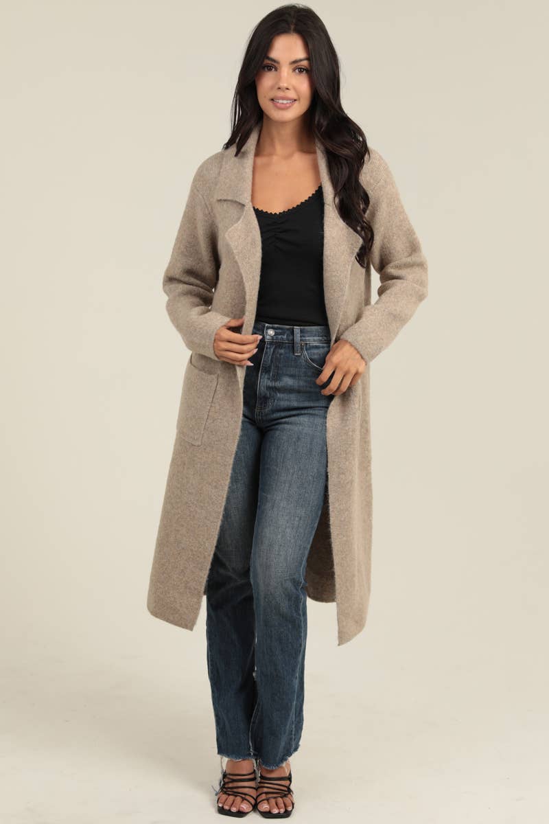 KNIT SWEATER TRENCH CARDIGAN