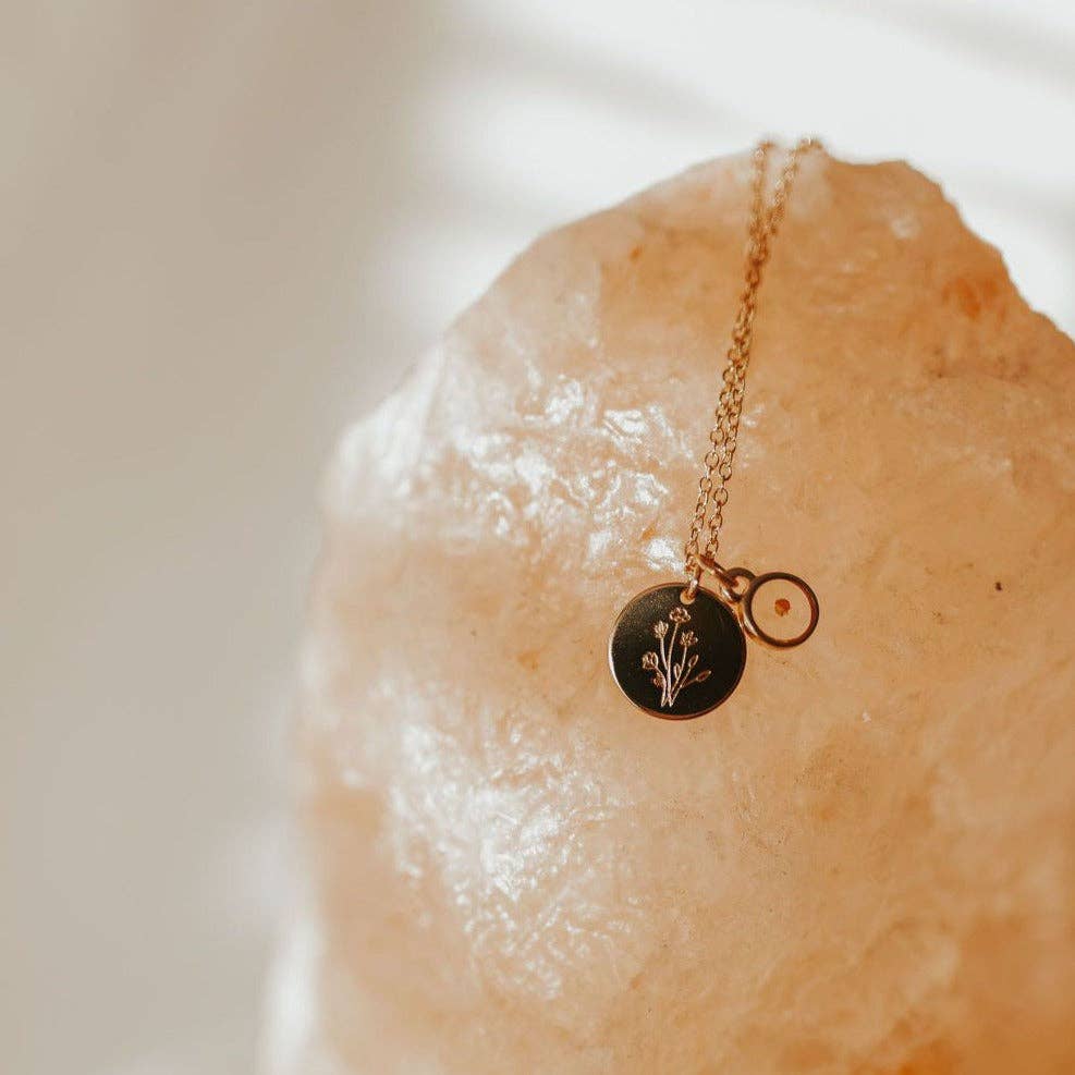 Wildflower Necklace with Mustard Seed: Gold