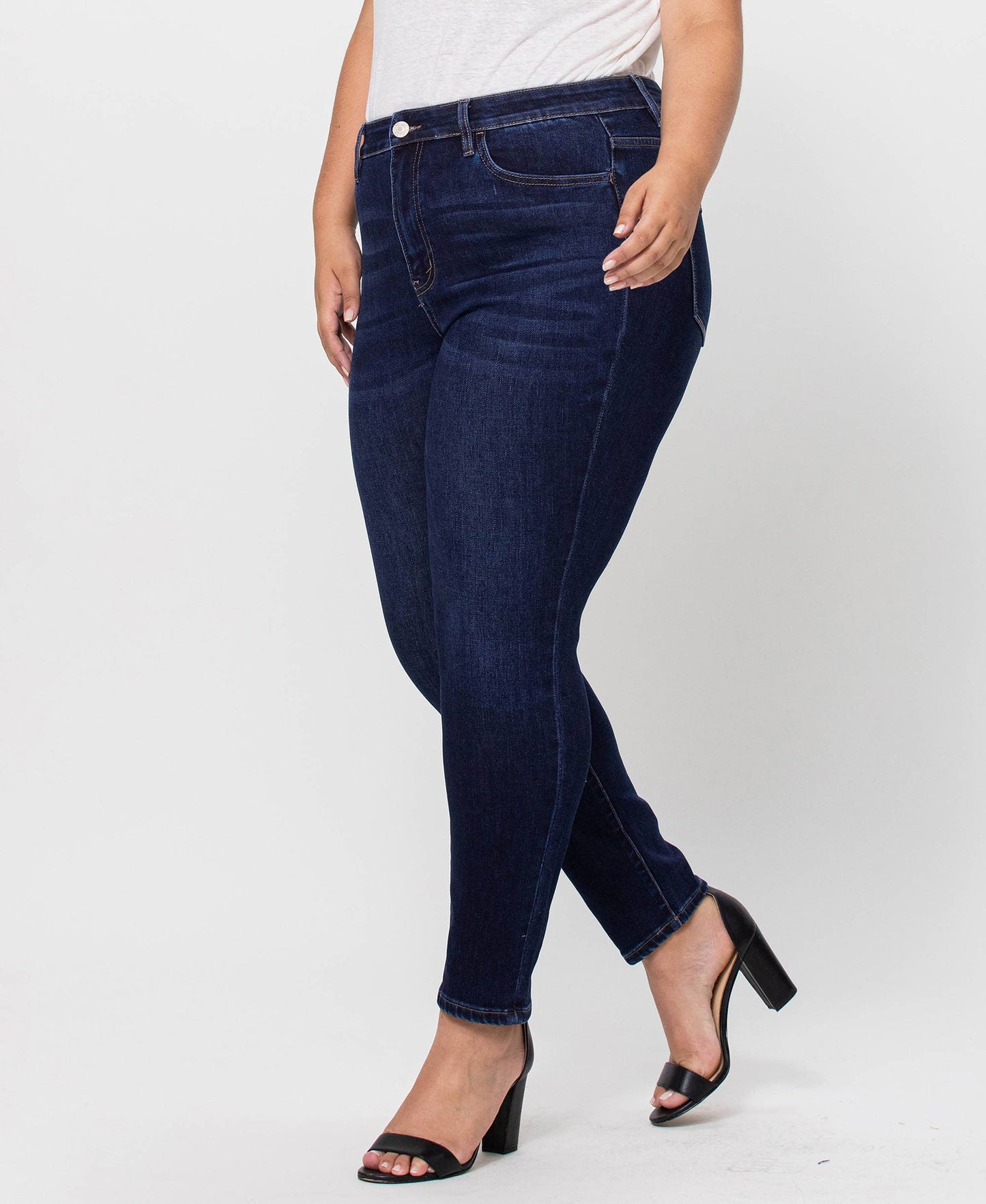 PLUS SIZE HR ANKLE SKINNY JEANS DK WASH