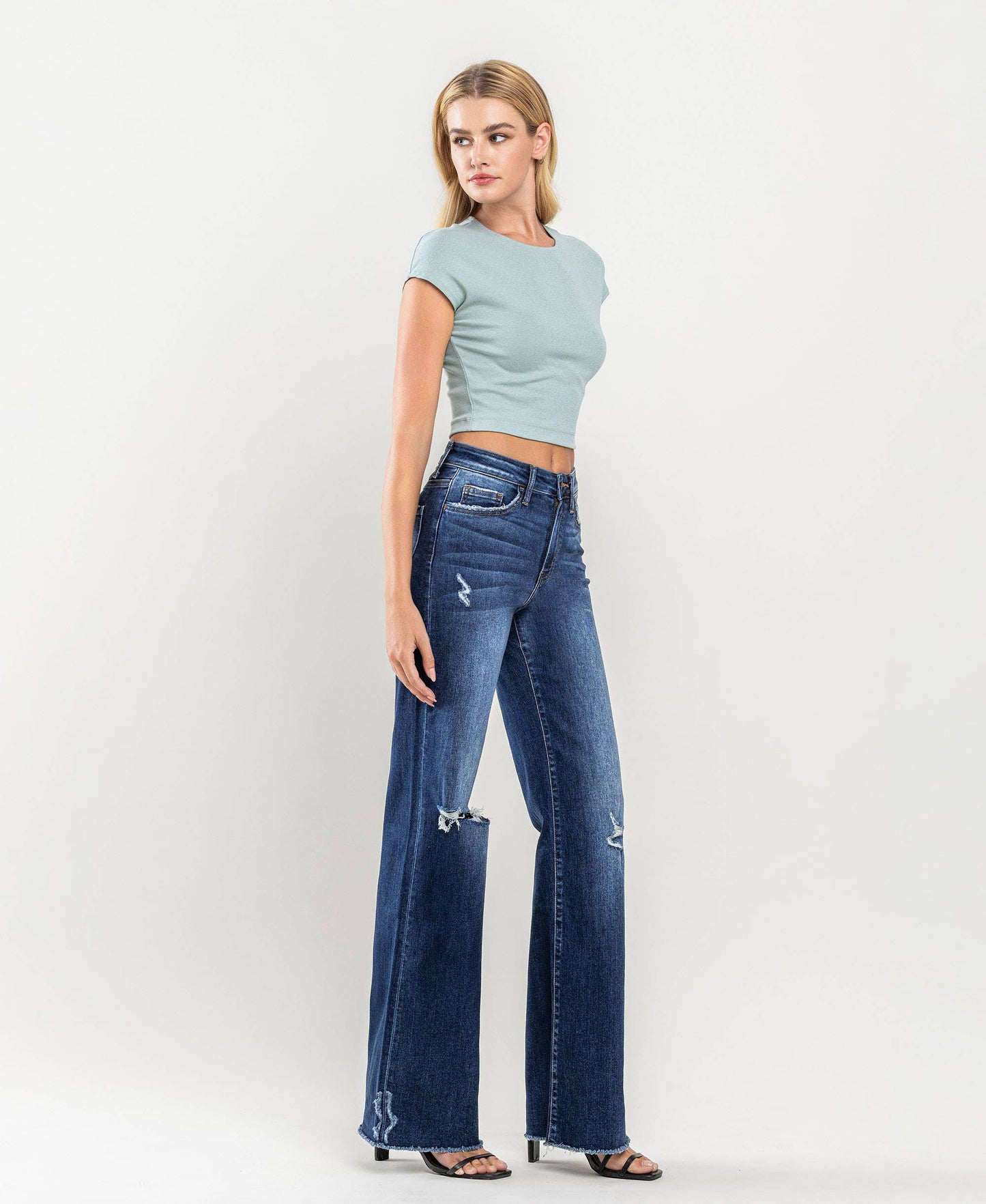 Distressed Wide Leg KanCan Jean