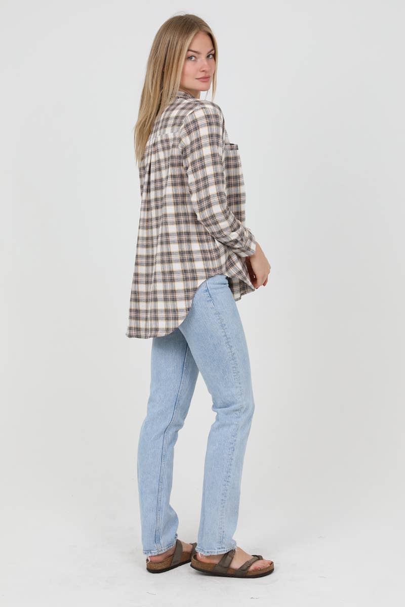 Lurex Shimmer Oversize Plaid Shirt