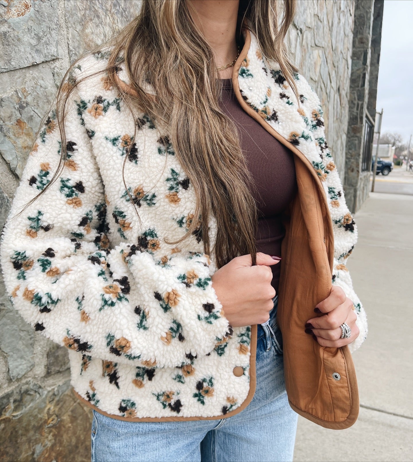 GABBY FLORAL FLEECE JACKET