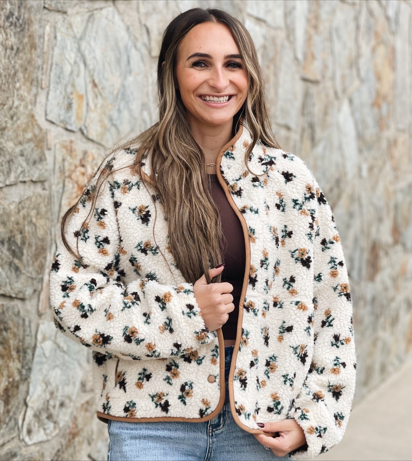 GABBY FLORAL FLEECE JACKET