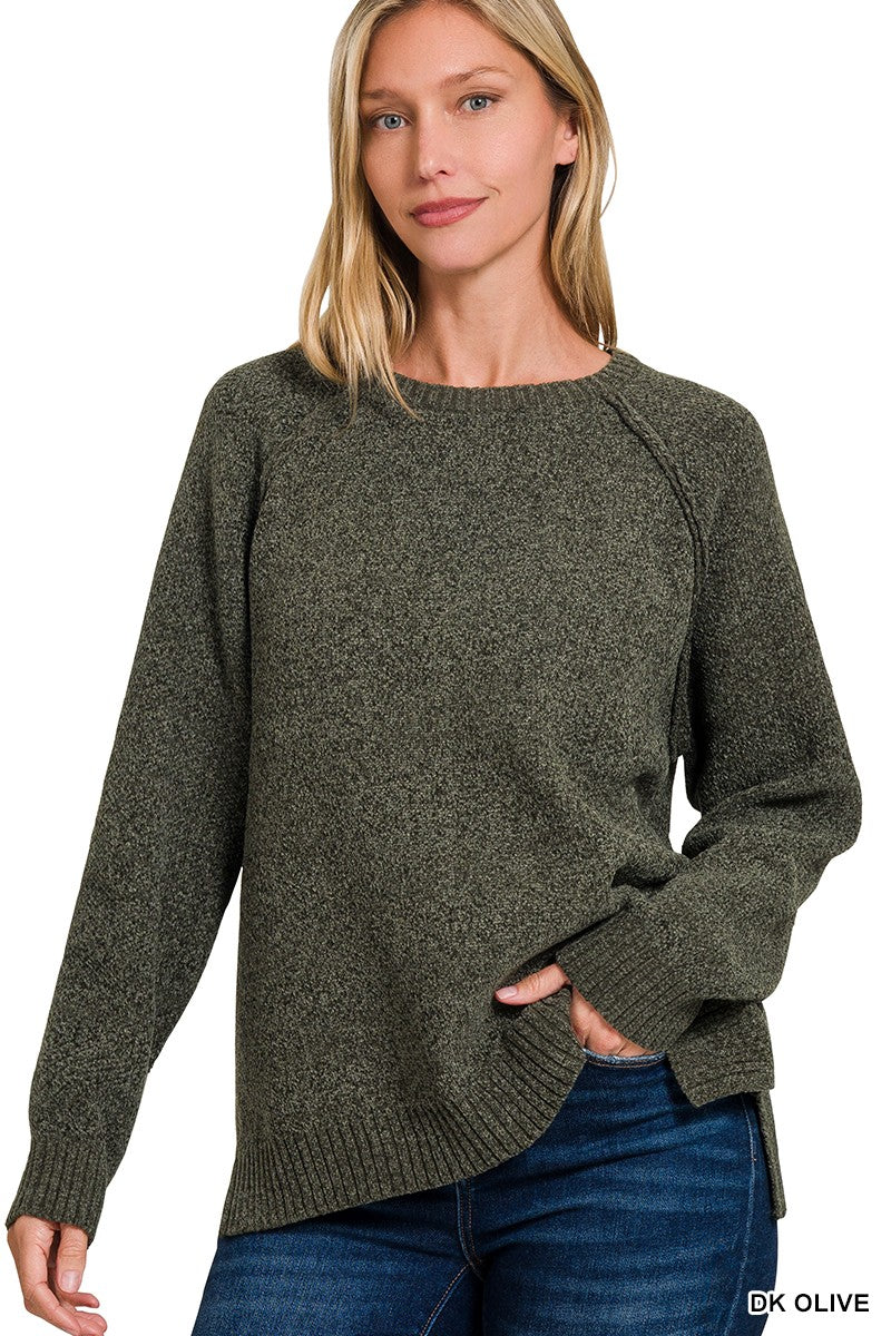 OLIVE CHENILLE RAGLAN SWEATER