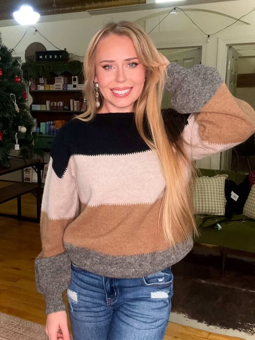 STEPH COLORBLOCK KNIT SWEATER